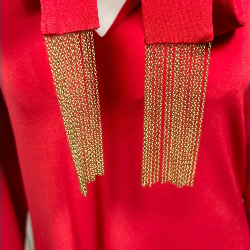 Michael Kors Vibrant Red Stretch‎ Long Sleeve Knee Length Dress Size M